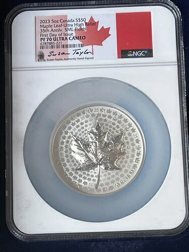 2023年 5オンス カナダドル 50 メープルリーフ PF 70 ウルトラハイレリーフ 35周年記念 SML FieldsFDOI|WORLD RESOURCE【QUEEN店】