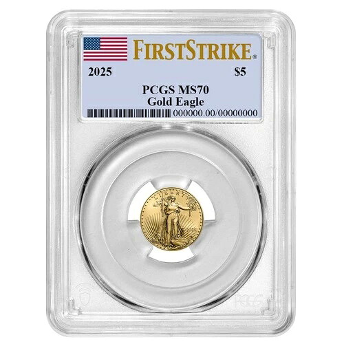 2025年 5ドル 1/10オンス アメリカンゴールドイーグル PCGS MS70 FS フラッグラベル|WORLD RESOURCE【QUEEN店】