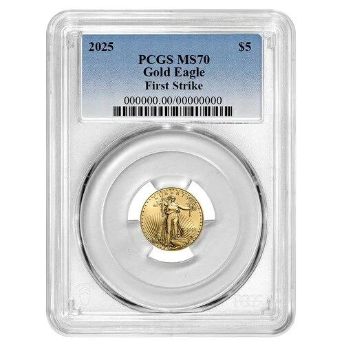 2025年 5ドル アメリカン ゴールド イーグル 1/10オンス PCGS MS70 FS ブルーラベル|WORLD RESOURCE【QUEEN店】