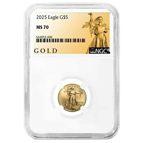2025年 5ドル 1/10オンス アメリカン ゴールド イーグル NGC MS70 ALSラベル