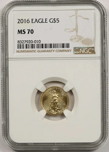 2016年 ゴールドイーグル $5 NGC MS 70 (10分の1オンス) 1/10オンス 純金