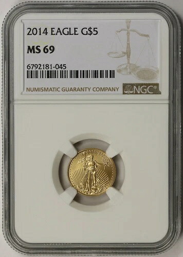 2014 ゴールドイーグル 5 ドル 10 分の 1 オンス MS 69 NGC 1/10 オンス。