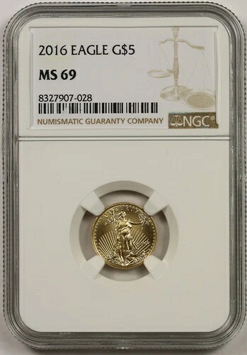 2016 アメリカン ゴールド イーグル $5 MS 69 NGC 10 分の 1 オンス 1/10 オンス