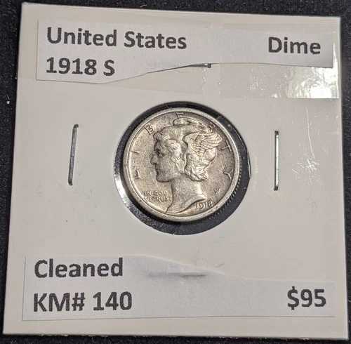 アメリカ 1918 S ダイム KM# 140 クリーニング済み #023 #26A