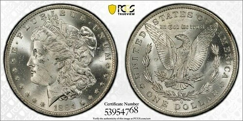 1884-O モルガン・ダラー PCGS MS64