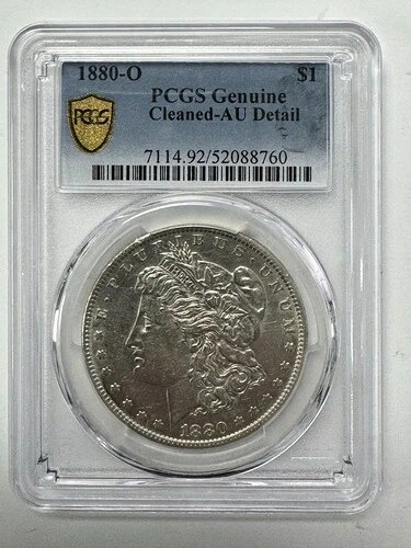 1880-O モルガン銀貨 $1 PCGS クリーニング済み AU 詳細コイン