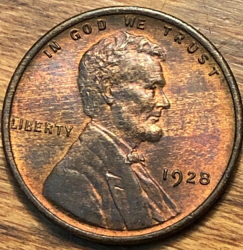 1928年 リンカーン ウィートセント UNC モンスター ウッディトーン 不適切な合金混合エラーコイン