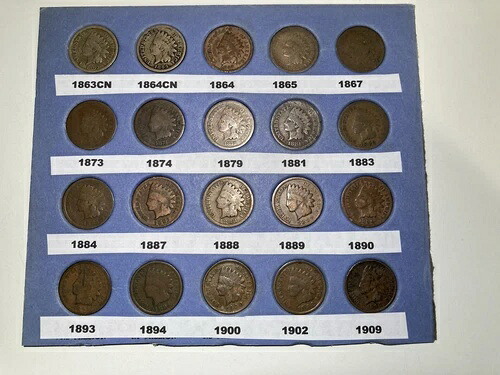 1863-1909 20種類のインドセント（1863CN、1864 CN、1867、1873、1874）