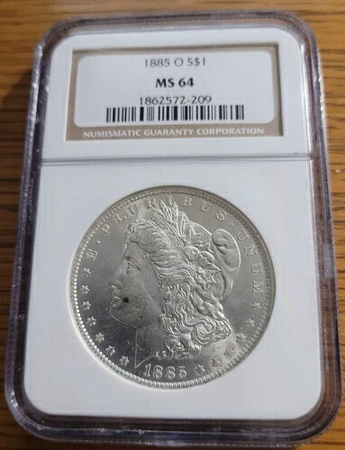 1885-O 1ドルモルガン銀貨 - NGC MS64