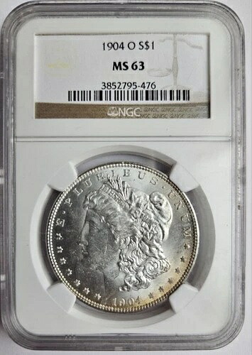 1904-O モルガン銀貨 NGC MS63 金縁トーニング 素晴らしい外観