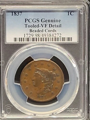 1837年製 ペニー PCGS 純正ツールド VF ディテール ビーズコード 42,900円