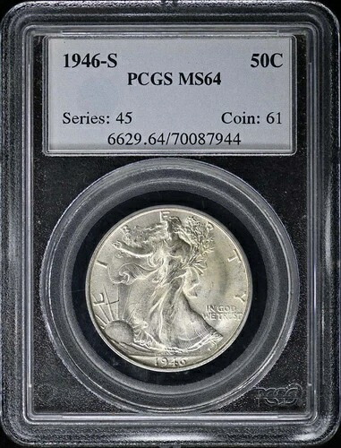 1946-S 50セントウォーキングリバティハーフダラー PCGS MS64