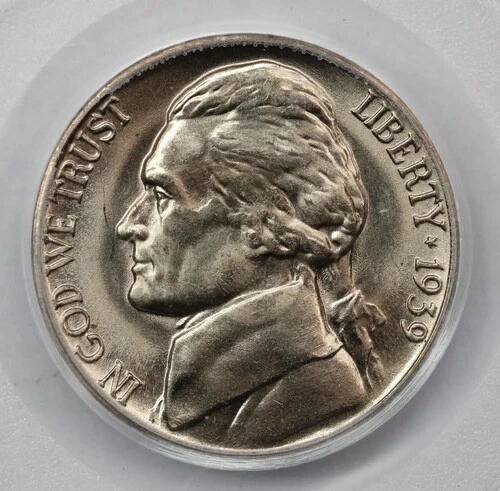 1939年-D ジェファーソン ニッケル PCGS MS65 リバース 1938年-