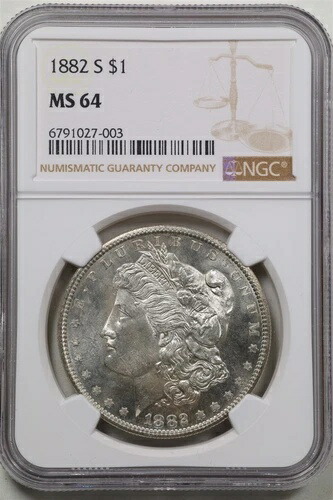 1882-S 1ドル モルガン銀貨 MS64 NGC 6791027-003