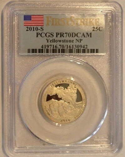 2010-S PCGS PR70DCAM ファーストストライク イエローストーン NP クォータープルーフ 25セント