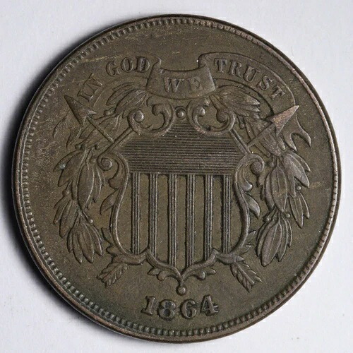 1864年 2セント硬貨 AU E168 WXHZ