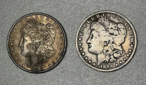 モルガン流通90%銀貨2枚セット 米国1886-O 1886