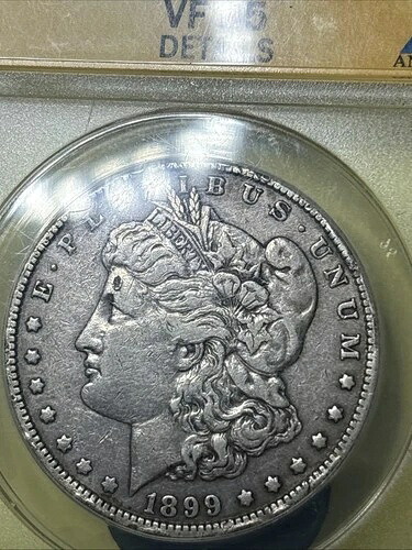 1899年、モルガンドル $1 VF 35 ANACS、リム問題&クリーニング済み小型、希少 ??-