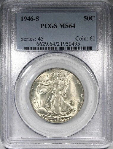 1946-S ウォーキング・リバティ・ハーフダラー PCGS MS64 優良日付 50セント