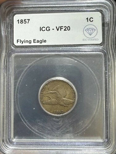 1857年 フライングイーグルセント ICG VF20 IDC 検証済み