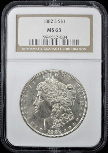 1882年-S モーガンシルバードル - NGC MS 63-