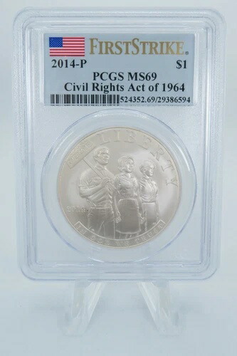 2014-P PCGS MS69 1964年公民権法 シルバードル ビジネスストライキ $1