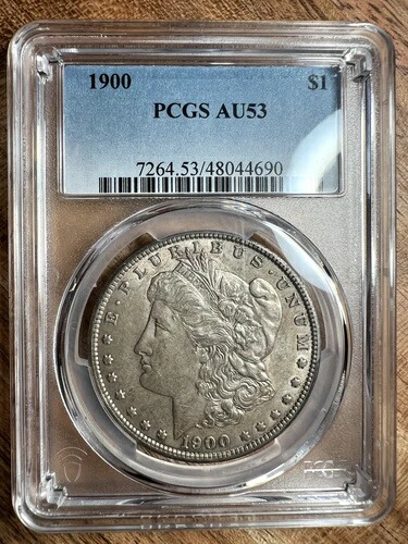 1900年モルガン・ダラー、AU53、PCGS鑑定済み