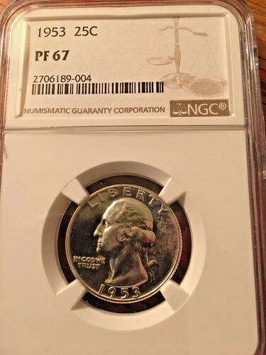 1953年ワシントン銀貨クォーター NGC PF 67 #1065 42,900円