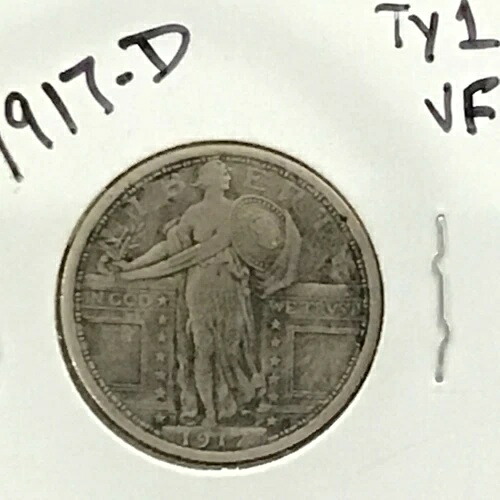1917-D タイプ1 スタンディングリバティシルバークォーター E8824