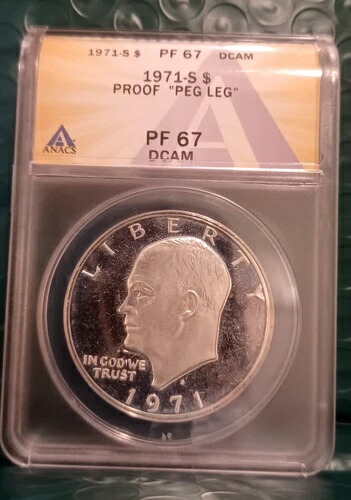 1971-S「義足」アイゼンハワー銀貨プルーフドル ANACS PF 67 DCAM 1ドルコイン