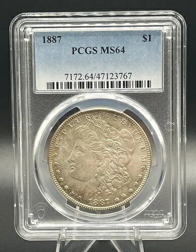 1887年 モーガンシルバー ? PCGS認定MS64 ? ジェントル・トーニング-