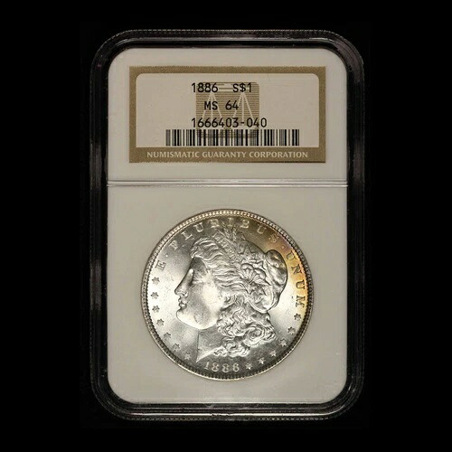 1886年 モルガン銀貨 1ドル NGC MS64 - オールドブラウンラベル - 送料無料（米国）