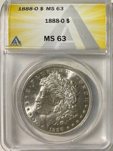 1888 O ニューオーリンズ USA モルガンダラー MS63 ANACS GRADED ブラストホワイト プレージング