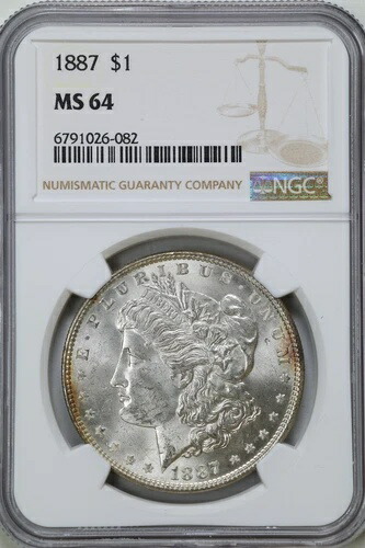 1887年 $1 モーガンシルバードル MS64 NGC 6791026-082-