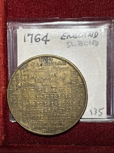 1764年 イングランド カレンダートークン わずかに曲がった状態 初期品 43,615円