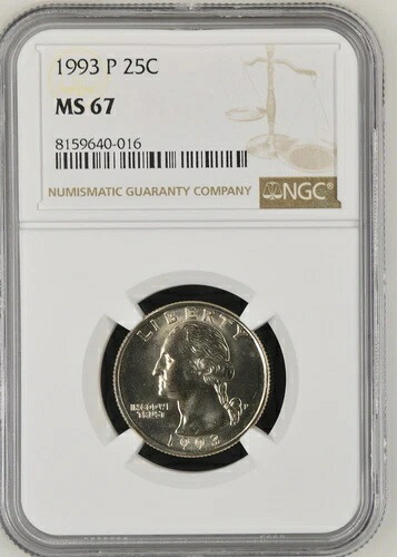 1993-P 25セント ワシントン クォータードル NGC MS67 8159640-016