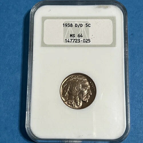1938-D/D 5C バッファローニッケル NGC MS64