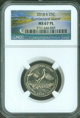 2018-S カンバーランド島クォーター NGC MS67 PL 品質??