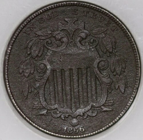 1866-P シールドニッケル、100年以上前のもの（写真参照）[SN04]