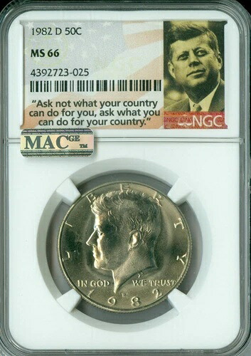 1982 D ケネディ ロゴ ハーフドル NGC MS66 PQ 2nd 最高級マック登録スポットレス *-