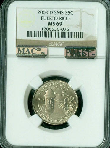 2009 D プルトリコ クォーター NGC MS69 SMS PQ MAC 最高級登録 MAC スポットレス *- 43,615円