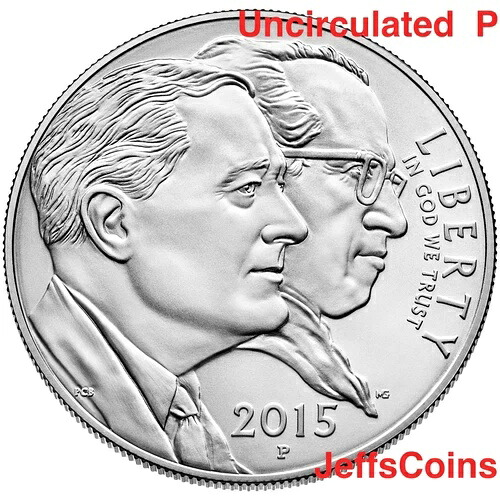 2015年 P マーチ・オブ・ダイムズ アンサール シルバー ダラー FDR ジョナス・ソーク ボックス COA付き 米国造幣局 DM2