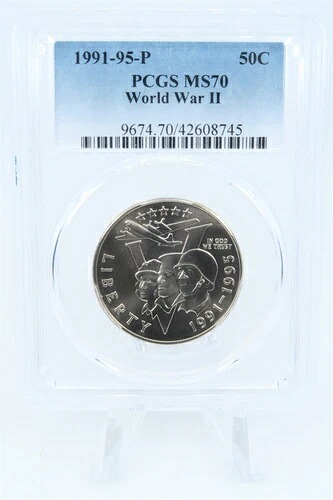 1991-95-P PCGS MS70 第二次世界大戦現代記念ハーフドル 50C-