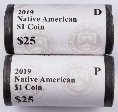 2019 P/D $1 ネイティブアメリカン $25 ロール 米国造幣局包装