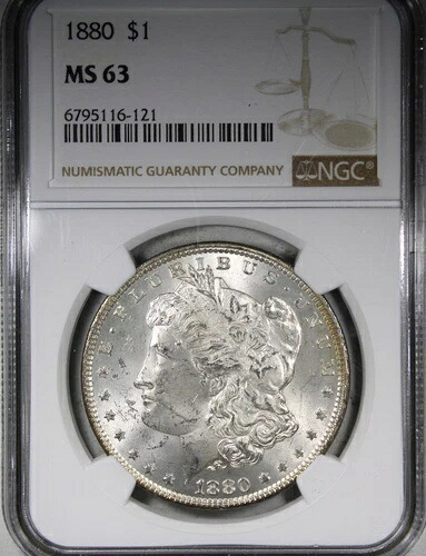 1880年 モルガン・ダラー NGC MS63 ベター・デート 1ドル ほぼ白貨
