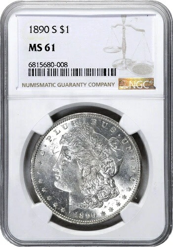 1890-S モルガン・ダラー NGC MS61