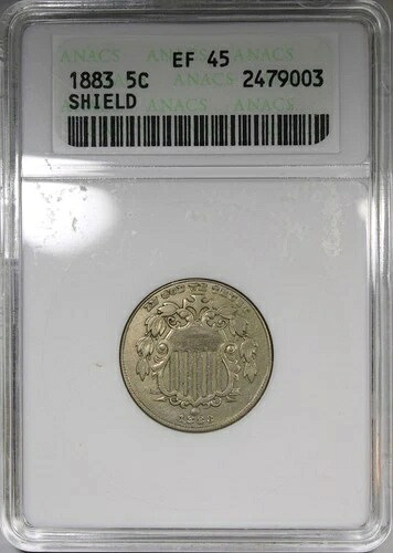 1883年 シールドニッケル ANACS XF45 ソープボックスホルダー 流通 5C- 43,615円