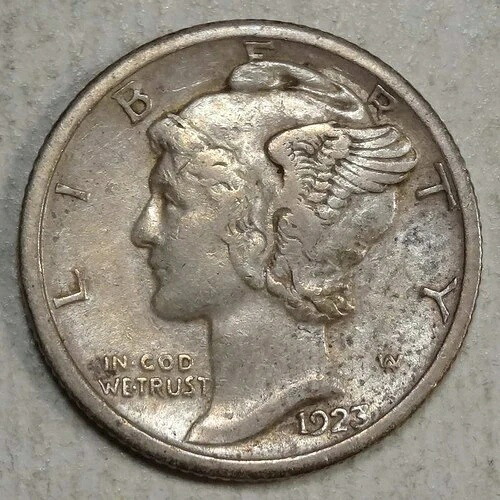 1923-S マーキュリーダイム、日付良好、非常に良好な状態 0825-07