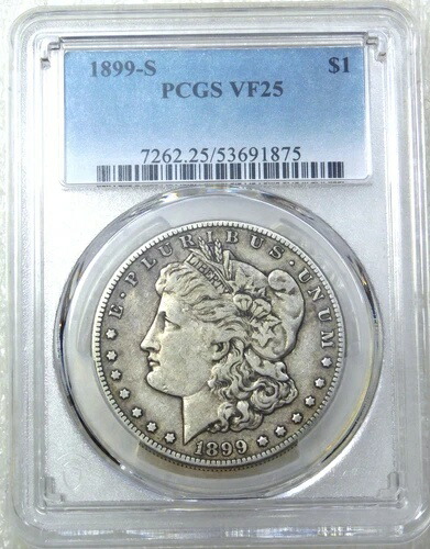 1899-S モルガン・ダラー PCGS VF25 オリジナルラスター 鑑定済み 新品ホルダー #S172A 43,615円