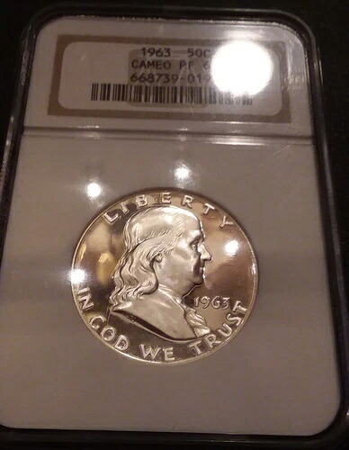 1963 NGC PF 67 カメオ プルーフ フランクリン ハーフ *** 両面コントラストが強い *** 43,615円